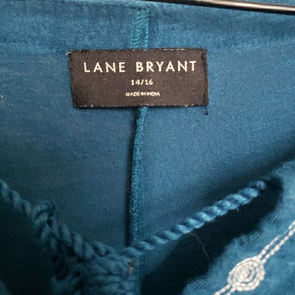 Lane Bryant Blue White Embroidery Stretchy Soft Dress Pockets Women's Size 14/16 - Picture 9 of 10